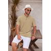 imageCOOFANDY Mens Casual Henley Shirt Short Sleeve Band Collar Shirt Summer Beach Hippie Vacation T Shirt with ButtonKhaki