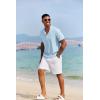 imageCOOFANDY Mens Casual Henley Shirt Short Sleeve Band Collar Shirt Summer Beach Hippie Vacation T Shirt with ButtonLight Blue