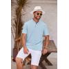 imageCOOFANDY Mens Casual Henley Shirt Short Sleeve Band Collar Shirt Summer Beach Hippie Vacation T Shirt with ButtonLight Blue