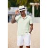 imageCOOFANDY Mens Casual Henley Shirt Short Sleeve Band Collar Shirt Summer Beach Hippie Vacation T Shirt with ButtonLight Green