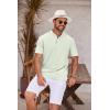 imageCOOFANDY Mens Casual Henley Shirt Short Sleeve Band Collar Shirt Summer Beach Hippie Vacation T Shirt with ButtonLight Green