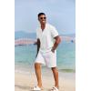 imageCOOFANDY Mens Casual Henley Shirt Short Sleeve Band Collar Shirt Summer Beach Hippie Vacation T Shirt with ButtonWhite