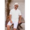 imageCOOFANDY Mens Casual Henley Shirt Short Sleeve Band Collar Shirt Summer Beach Hippie Vacation T Shirt with ButtonWhite