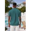 imageCOOFANDY Mens Casual Henley Tee Shirt Band Collar Short Sleeve Summer Beach Hippie T ShirtsBlue Green