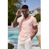 imageCOOFANDY Mens Casual Henley Tee Shirt Band Collar Short Sleeve Summer Beach Hippie T ShirtsDark Pink
