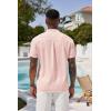 imageCOOFANDY Mens Casual Henley Tee Shirt Band Collar Short Sleeve Summer Beach Hippie T ShirtsDark Pink