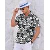 imageCOOFANDY Mens Casual Shirts Short Sleeve Button Down Shirts Fashion Textured Summer Beach ShirtBlackwhite Floral