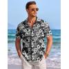 imageCOOFANDY Mens Casual Shirts Short Sleeve Button Down Shirts Fashion Textured Summer Beach ShirtBlackwhite Floral