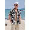 imageCOOFANDY Mens Casual Shirts Short Sleeve Button Down Shirts Fashion Textured Summer Beach ShirtBlackwhite Floral