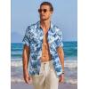 imageCOOFANDY Mens Casual Shirts Short Sleeve Button Down Shirts Fashion Textured Summer Beach ShirtBlue Floral
