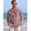 imageCOOFANDY Mens Casual Shirts Short Sleeve Button Down Shirts Fashion Textured Summer Beach ShirtHawaii Flowers