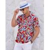 imageCOOFANDY Mens Casual Shirts Short Sleeve Button Down Shirts Fashion Textured Summer Beach ShirtHawaii Flowers