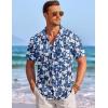 imageCOOFANDY Mens Casual Shirts Short Sleeve Button Down Shirts Fashion Textured Summer Beach ShirtNavy Blue Floral