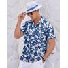 imageCOOFANDY Mens Casual Shirts Short Sleeve Button Down Shirts Fashion Textured Summer Beach ShirtNavy Blue Floral