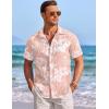 imageCOOFANDY Mens Casual Shirts Short Sleeve Button Down Shirts Fashion Textured Summer Beach ShirtPink White Floral
