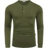 imageCOOFANDY Mens Cotton Henley Shirts Long Sleeve TShirts Casual Pullover Shirt Soft Stretch Basic Tees Fall TopsArmy Green