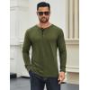 imageCOOFANDY Mens Cotton Henley Shirts Long Sleeve TShirts Casual Pullover Shirt Soft Stretch Basic Tees Fall TopsArmy Green