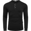 imageCOOFANDY Mens Cotton Henley Shirts Long Sleeve TShirts Casual Pullover Shirt Soft Stretch Basic Tees Fall TopsBlack 01  Grey Collar
