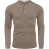 imageCOOFANDY Mens Cotton Henley Shirts Long Sleeve TShirts Casual Pullover Shirt Soft Stretch Basic Tees Fall TopsKhaki