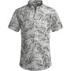 imageCOOFANDY Mens Cotton Linen Henley Shirt Short Sleeve Hippie Casual Beach TShirts with PocketApricot Black  Plant Leaves
