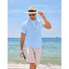 imageCOOFANDY Mens Cotton Linen Henley Shirt Short Sleeve Hippie Casual Beach TShirts with PocketBlue