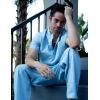 imageCOOFANDY Mens Cotton Linen Henley Shirt Short Sleeve Hippie Casual Beach TShirts with PocketBlue