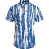 imageCOOFANDY Mens Cotton Linen Henley Shirt Short Sleeve Hippie Casual Beach TShirts with PocketBlue Tiedye