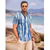 imageCOOFANDY Mens Cotton Linen Henley Shirt Short Sleeve Hippie Casual Beach TShirts with PocketBlue Tiedye