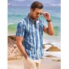 imageCOOFANDY Mens Cotton Linen Henley Shirt Short Sleeve Hippie Casual Beach TShirts with PocketBlue Tiedye