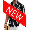 imageCOOFANDY Mens Cotton Linen Henley Shirt Short Sleeve Hippie Casual Beach TShirts with PocketWhite Leaf