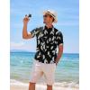imageCOOFANDY Mens Cotton Linen Henley Shirt Short Sleeve Hippie Casual Beach TShirts with PocketWhite Leaf