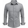 imageCOOFANDY Mens Dress Shirts Long Sleeve Button Down Shirts Regular Fit Business Casual ShirtsLight Gray
