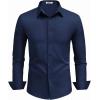 imageCOOFANDY Mens Dress Shirts Long Sleeve Button Down Shirts Regular Fit Business Casual ShirtsNavy Blue