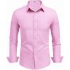imageCOOFANDY Mens Dress Shirts Long Sleeve Button Down Shirts Regular Fit Business Casual ShirtsPink