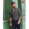 imageCOOFANDY Mens Dress Shirts Long Sleeve Casual Button Down Shirt Solid Wrinkle Free Formal Business ShirtsArmy Green