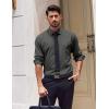 imageCOOFANDY Mens Dress Shirts Long Sleeve Casual Button Down Shirt Solid Wrinkle Free Formal Business ShirtsArmy Green