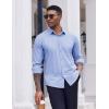 imageCOOFANDY Mens Dress Shirts Long Sleeve Casual Button Down Shirt Solid Wrinkle Free Formal Business ShirtsClear Blue