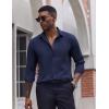 imageCOOFANDY Mens Dress Shirts Long Sleeve Casual Button Down Shirt Solid Wrinkle Free Formal Business ShirtsNavy Blue