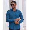 imageCOOFANDY Mens Dress Shirts Long Sleeve Casual Button Down Shirt Solid Wrinkle Free Formal Business ShirtsOcean Blue