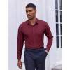 imageCOOFANDY Mens Dress Shirts Long Sleeve Casual Button Down Shirt Solid Wrinkle Free Formal Business ShirtsWine Red