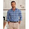 imageCOOFANDY Mens Dress Shirts Long Sleeve Plaid Cotton Button Down Shirts Wrinkle Free Business Casual ShirtBlue Green Plaid