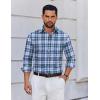 imageCOOFANDY Mens Dress Shirts Long Sleeve Plaid Cotton Button Down Shirts Wrinkle Free Business Casual ShirtBlue Green Plaid