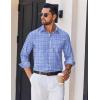 imageCOOFANDY Mens Dress Shirts Long Sleeve Plaid Cotton Button Down Shirts Wrinkle Free Business Casual ShirtBlue White Plaid