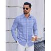 imageCOOFANDY Mens Dress Shirts Long Sleeve Plaid Cotton Button Down Shirts Wrinkle Free Business Casual ShirtBlue White Plaid