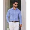 imageCOOFANDY Mens Dress Shirts Long Sleeve Plaid Cotton Button Down Shirts Wrinkle Free Business Casual ShirtBlue White Plaid