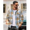 imageCOOFANDY Mens Flannel Shirts Long Sleeve Button Down Shirt Casual Plaid Shirts with PocketBlue Brown Plaid