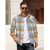 imageCOOFANDY Mens Flannel Shirts Long Sleeve Button Down Shirt Casual Plaid Shirts with PocketBlue Brown Plaid