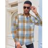 imageCOOFANDY Mens Flannel Shirts Long Sleeve Button Down Shirt Casual Plaid Shirts with PocketBlue Brown Plaid