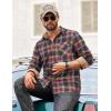 imageCOOFANDY Mens Flannel Shirts Long Sleeve Button Down Shirt Casual Plaid Shirts with PocketBlue Brown Red Plaid
