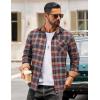 imageCOOFANDY Mens Flannel Shirts Long Sleeve Button Down Shirt Casual Plaid Shirts with PocketBlue Brown Red Plaid
